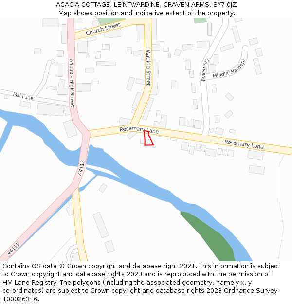 ACACIA COTTAGE, LEINTWARDINE, CRAVEN ARMS, SY7 0JZ: Location map and indicative extent of plot