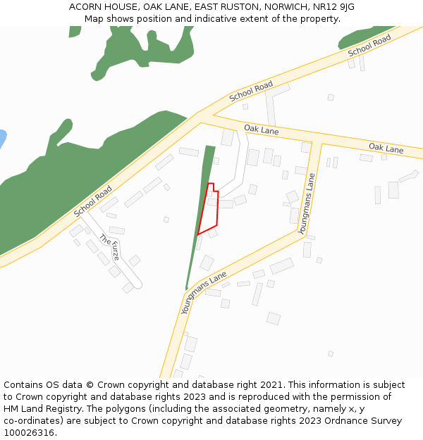 ACORN HOUSE, OAK LANE, EAST RUSTON, NORWICH, NR12 9JG: Location map and indicative extent of plot