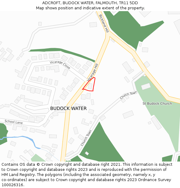 ADCROFT, BUDOCK WATER, FALMOUTH, TR11 5DD: Location map and indicative extent of plot