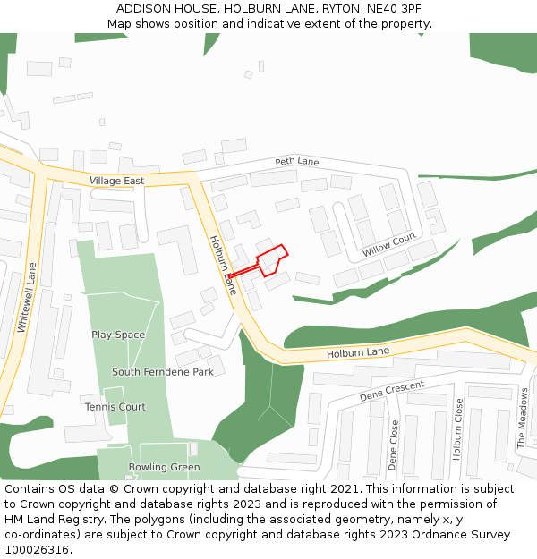 ADDISON HOUSE, HOLBURN LANE, RYTON, NE40 3PF: Location map and indicative extent of plot