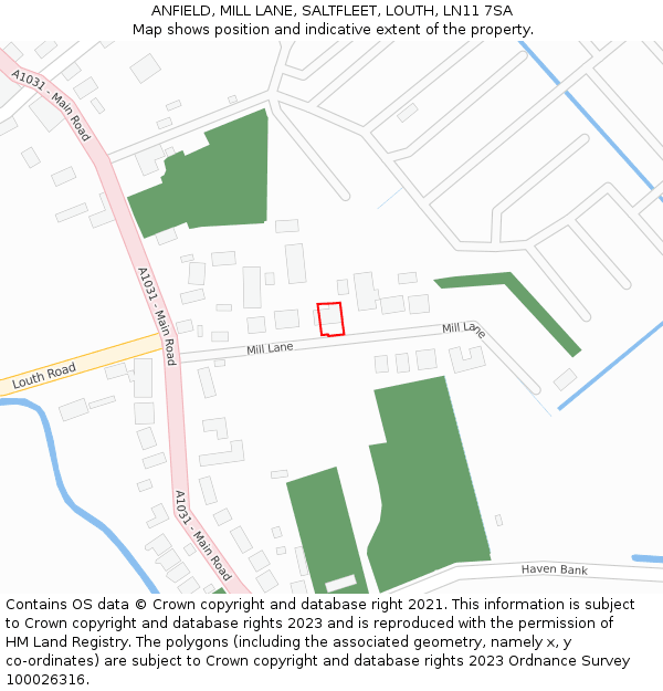 ANFIELD, MILL LANE, SALTFLEET, LOUTH, LN11 7SA: Location map and indicative extent of plot