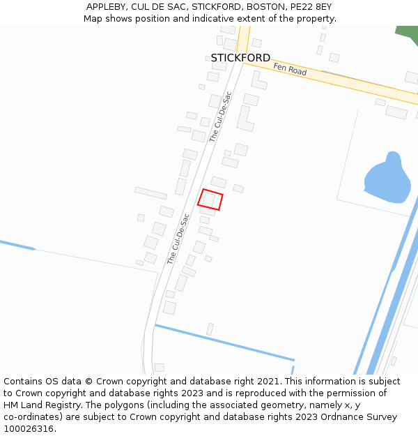 APPLEBY, CUL DE SAC, STICKFORD, BOSTON, PE22 8EY: Location map and indicative extent of plot