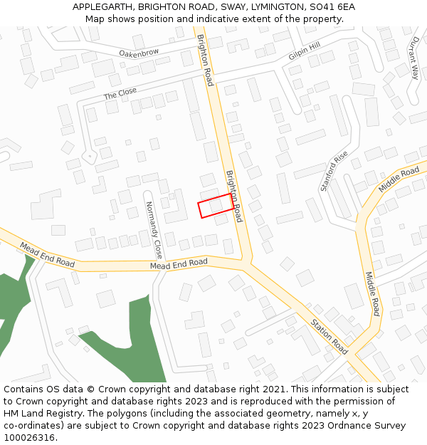 APPLEGARTH, BRIGHTON ROAD, SWAY, LYMINGTON, SO41 6EA: Location map and indicative extent of plot