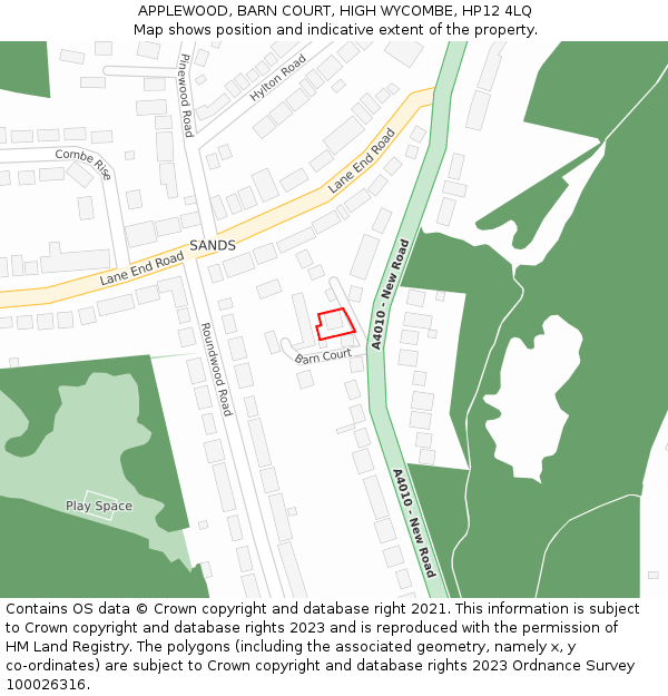 APPLEWOOD, BARN COURT, HIGH WYCOMBE, HP12 4LQ: Location map and indicative extent of plot