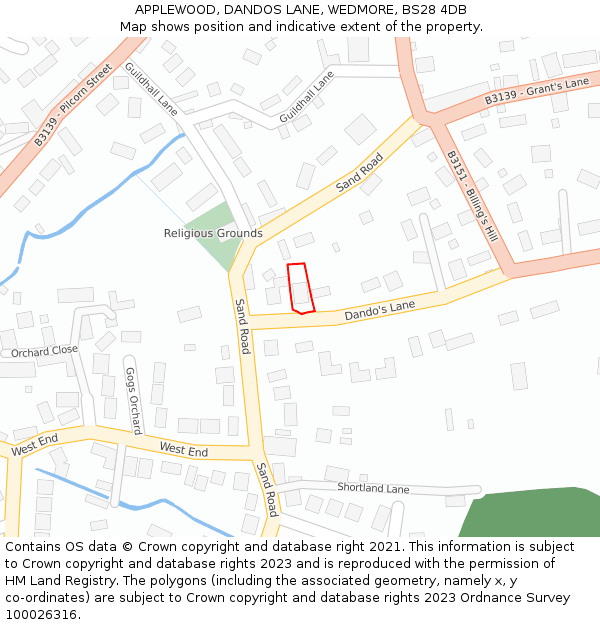 APPLEWOOD, DANDOS LANE, WEDMORE, BS28 4DB: Location map and indicative extent of plot