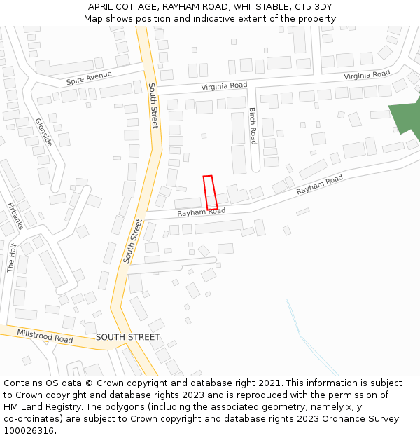 APRIL COTTAGE, RAYHAM ROAD, WHITSTABLE, CT5 3DY: Location map and indicative extent of plot