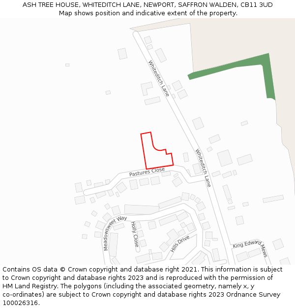 ASH TREE HOUSE, WHITEDITCH LANE, NEWPORT, SAFFRON WALDEN, CB11 3UD: Location map and indicative extent of plot