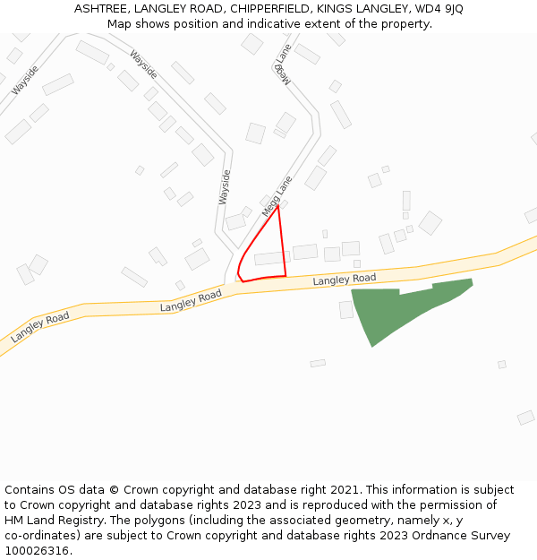 ASHTREE, LANGLEY ROAD, CHIPPERFIELD, KINGS LANGLEY, WD4 9JQ: Location map and indicative extent of plot