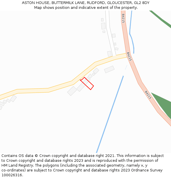 ASTON HOUSE, BUTTERMILK LANE, RUDFORD, GLOUCESTER, GL2 8DY: Location map and indicative extent of plot