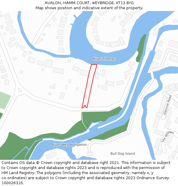 AVALON, HAMM COURT, WEYBRIDGE, KT13 8YG: Location map and indicative extent of plot