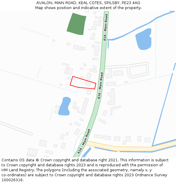 AVALON, MAIN ROAD, KEAL COTES, SPILSBY, PE23 4AG: Location map and indicative extent of plot