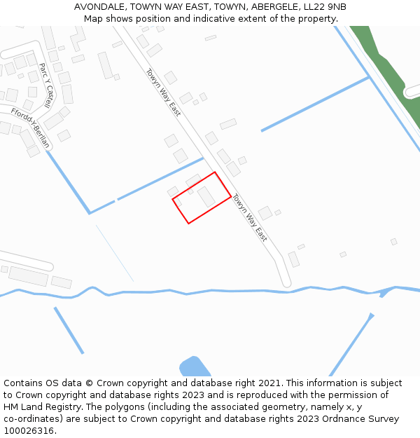 AVONDALE, TOWYN WAY EAST, TOWYN, ABERGELE, LL22 9NB: Location map and indicative extent of plot