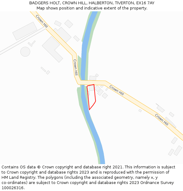 BADGERS HOLT, CROWN HILL, HALBERTON, TIVERTON, EX16 7AY: Location map and indicative extent of plot