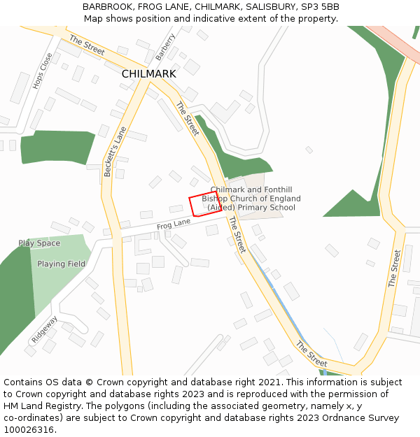 BARBROOK, FROG LANE, CHILMARK, SALISBURY, SP3 5BB: Location map and indicative extent of plot