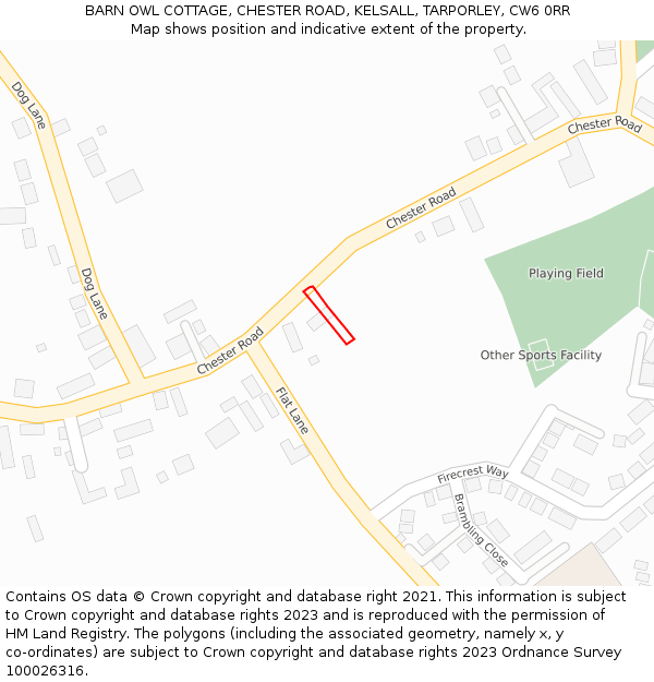 BARN OWL COTTAGE, CHESTER ROAD, KELSALL, TARPORLEY, CW6 0RR: Location map and indicative extent of plot