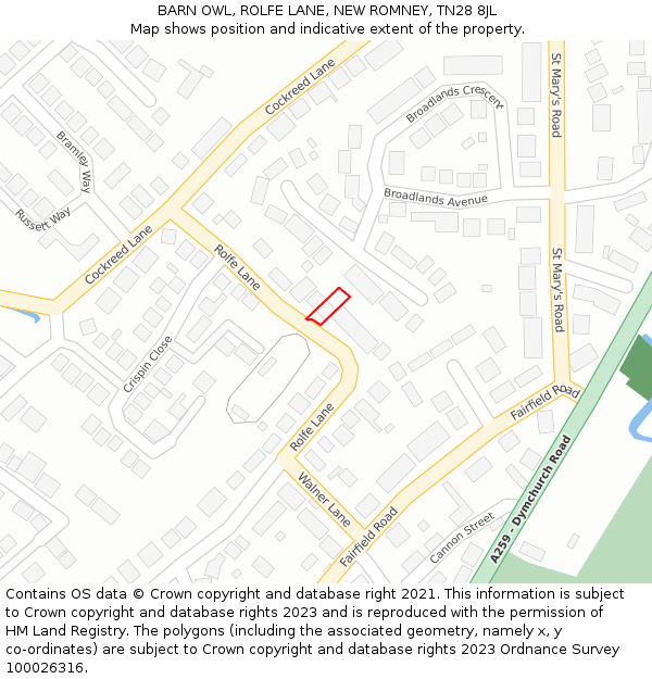 BARN OWL, ROLFE LANE, NEW ROMNEY, TN28 8JL: Location map and indicative extent of plot