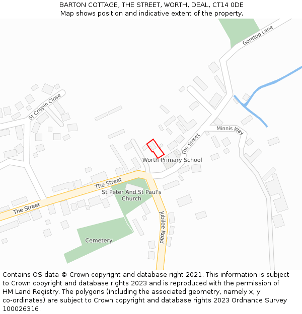 BARTON COTTAGE, THE STREET, WORTH, DEAL, CT14 0DE: Location map and indicative extent of plot