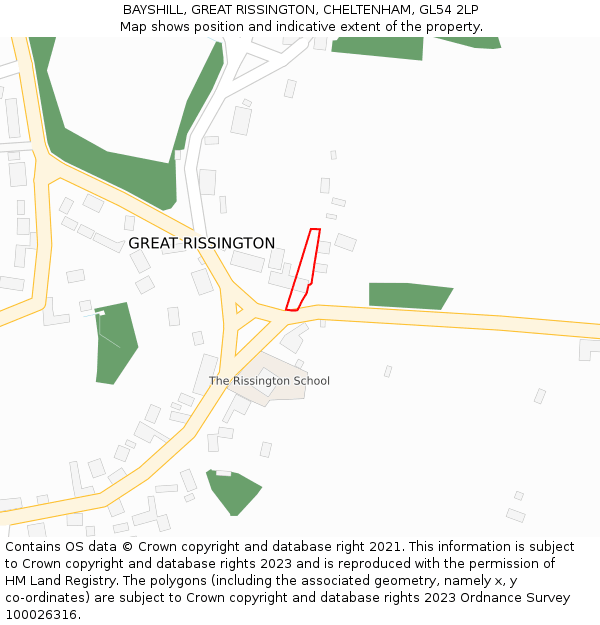 BAYSHILL, GREAT RISSINGTON, CHELTENHAM, GL54 2LP: Location map and indicative extent of plot