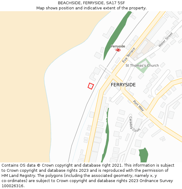 BEACHSIDE, FERRYSIDE, SA17 5SF: Location map and indicative extent of plot