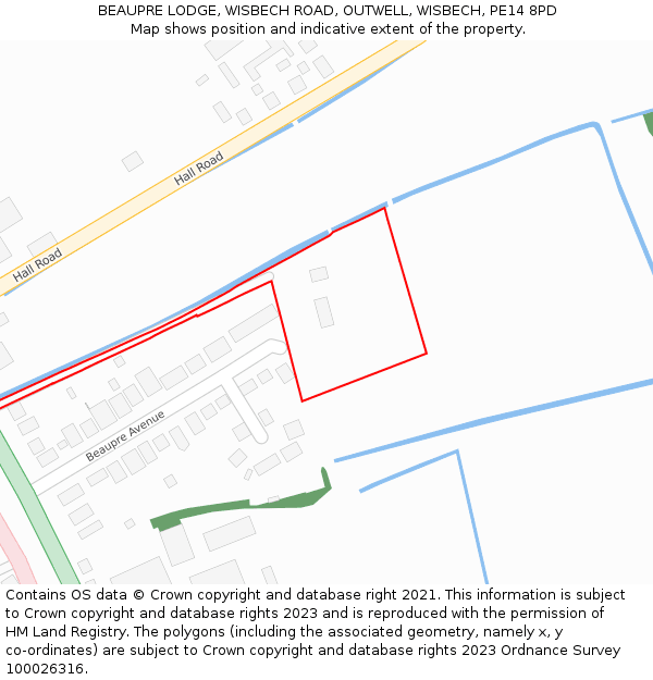 BEAUPRE LODGE, WISBECH ROAD, OUTWELL, WISBECH, PE14 8PD: Location map and indicative extent of plot