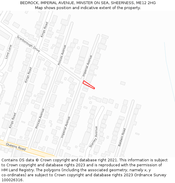 BEDROCK, IMPERIAL AVENUE, MINSTER ON SEA, SHEERNESS, ME12 2HG: Location map and indicative extent of plot