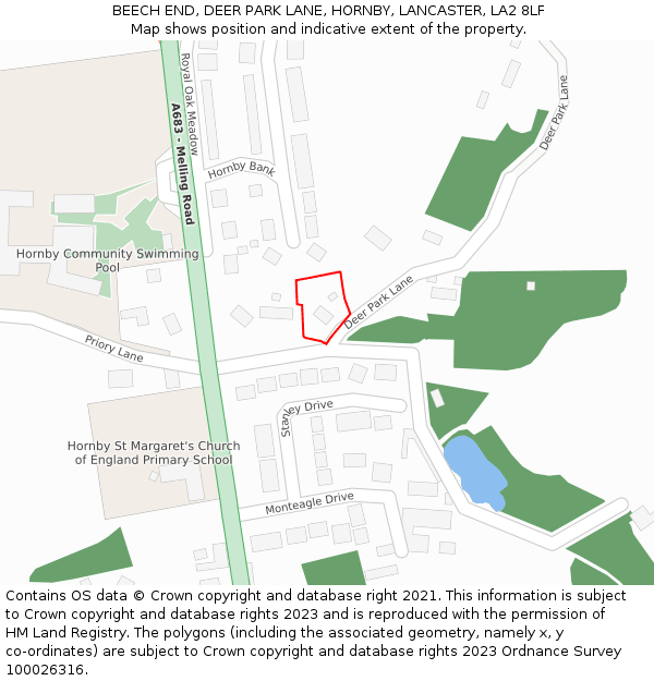 BEECH END, DEER PARK LANE, HORNBY, LANCASTER, LA2 8LF: Location map and indicative extent of plot