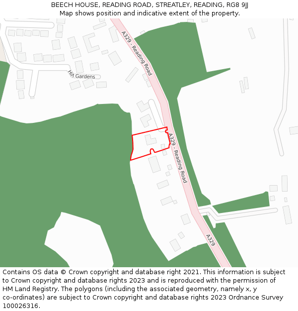 BEECH HOUSE, READING ROAD, STREATLEY, READING, RG8 9JJ: Location map and indicative extent of plot