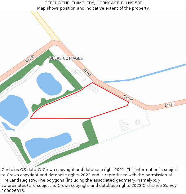 BEECHDENE, THIMBLEBY, HORNCASTLE, LN9 5RE: Location map and indicative extent of plot