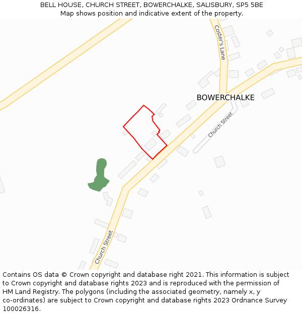 BELL HOUSE, CHURCH STREET, BOWERCHALKE, SALISBURY, SP5 5BE: Location map and indicative extent of plot