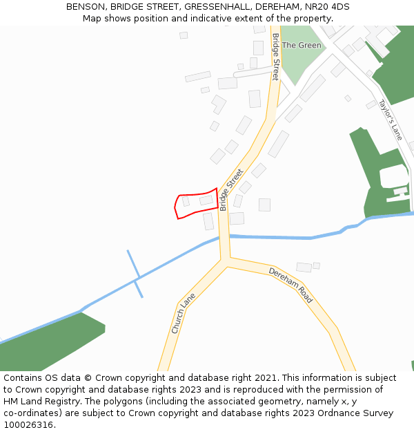 BENSON, BRIDGE STREET, GRESSENHALL, DEREHAM, NR20 4DS: Location map and indicative extent of plot