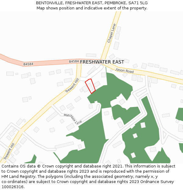 BENTONVILLE, FRESHWATER EAST, PEMBROKE, SA71 5LG: Location map and indicative extent of plot