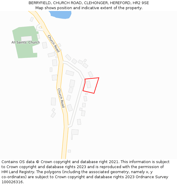 BERRYFIELD, CHURCH ROAD, CLEHONGER, HEREFORD, HR2 9SE: Location map and indicative extent of plot