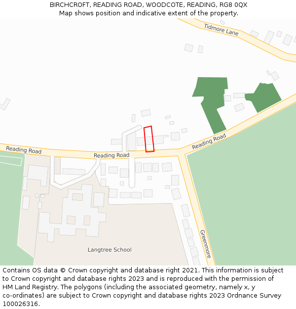 BIRCHCROFT, READING ROAD, WOODCOTE, READING, RG8 0QX: Location map and indicative extent of plot