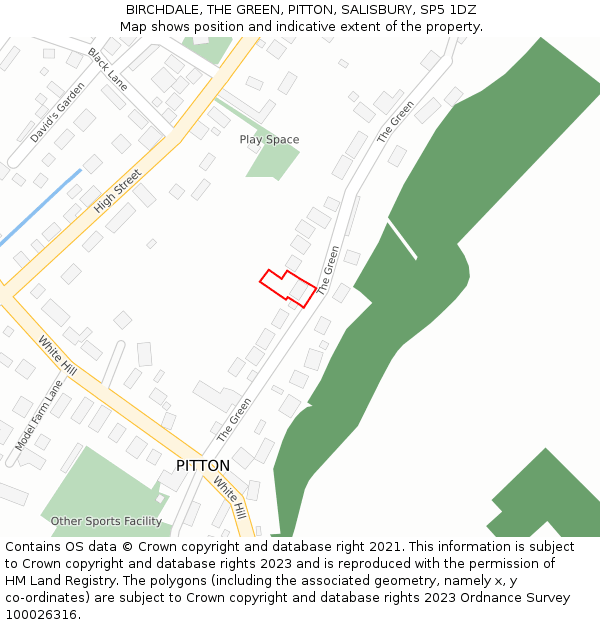 BIRCHDALE, THE GREEN, PITTON, SALISBURY, SP5 1DZ: Location map and indicative extent of plot