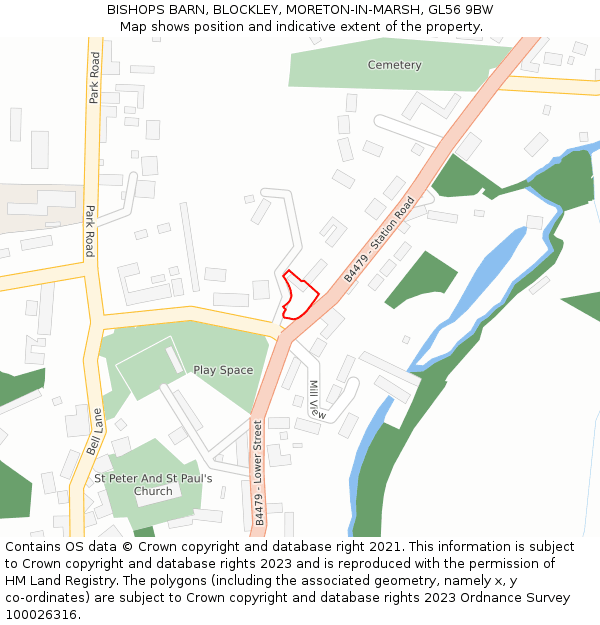 BISHOPS BARN, BLOCKLEY, MORETON-IN-MARSH, GL56 9BW: Location map and indicative extent of plot