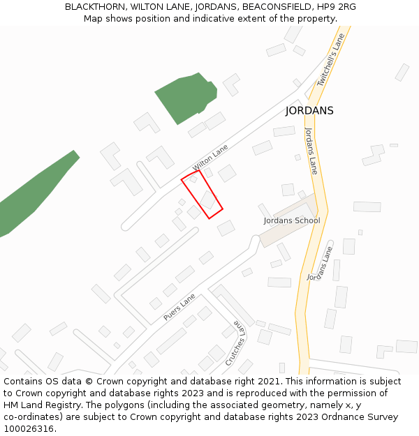 BLACKTHORN, WILTON LANE, JORDANS, BEACONSFIELD, HP9 2RG: Location map and indicative extent of plot