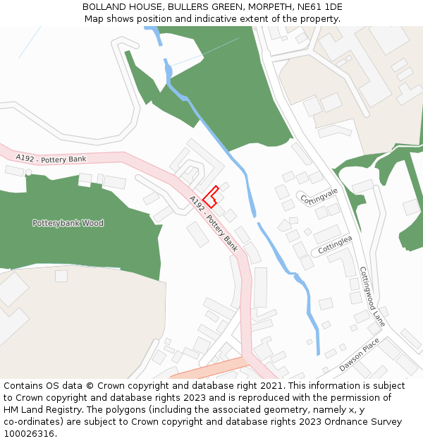 BOLLAND HOUSE, BULLERS GREEN, MORPETH, NE61 1DE: Location map and indicative extent of plot