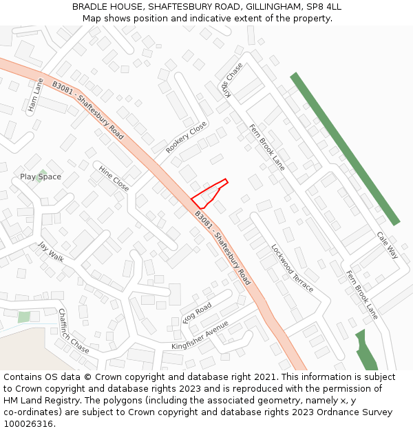 BRADLE HOUSE, SHAFTESBURY ROAD, GILLINGHAM, SP8 4LL: Location map and indicative extent of plot