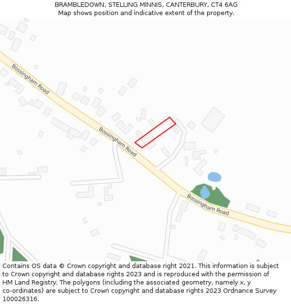 BRAMBLEDOWN, STELLING MINNIS, CANTERBURY, CT4 6AG: Location map and indicative extent of plot