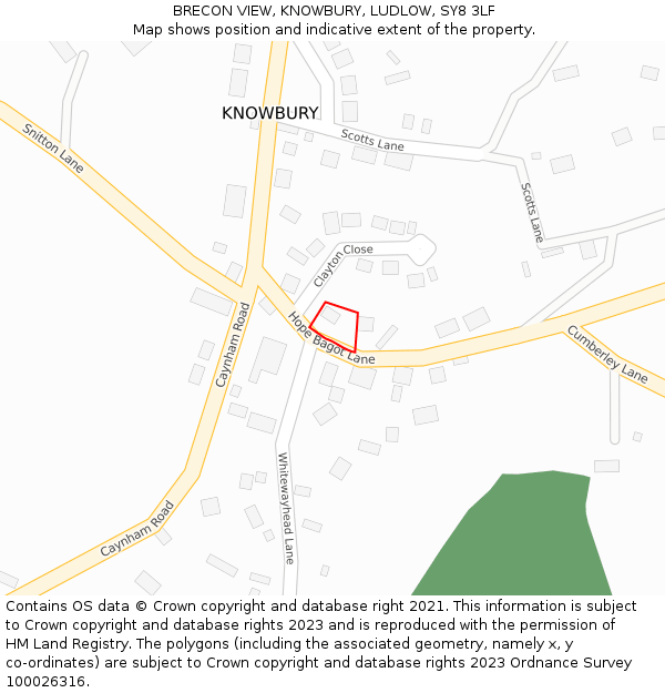 BRECON VIEW, KNOWBURY, LUDLOW, SY8 3LF: Location map and indicative extent of plot