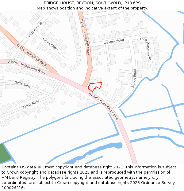 BRIDGE HOUSE, REYDON, SOUTHWOLD, IP18 6PS: Location map and indicative extent of plot