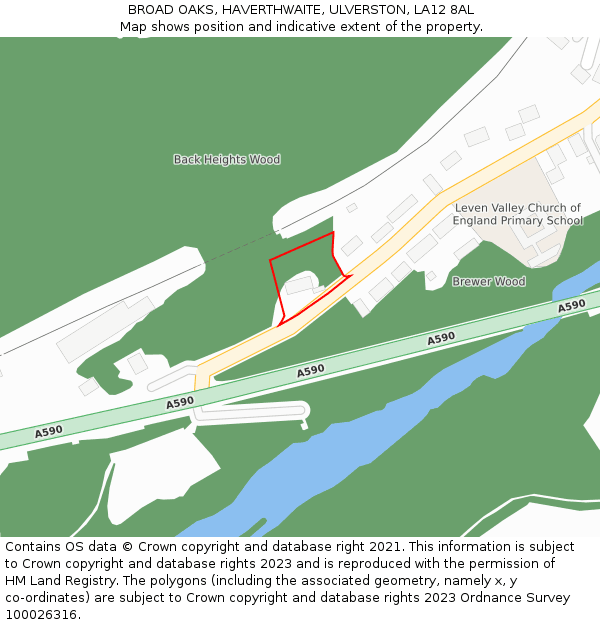 BROAD OAKS, HAVERTHWAITE, ULVERSTON, LA12 8AL: Location map and indicative extent of plot