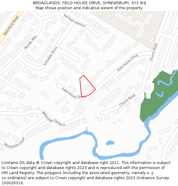 BROADLANDS, FIELD HOUSE DRIVE, SHREWSBURY, SY3 9HJ: Location map and indicative extent of plot