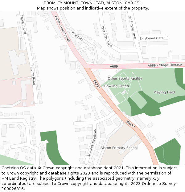 BROMLEY MOUNT, TOWNHEAD, ALSTON, CA9 3SL: Location map and indicative extent of plot