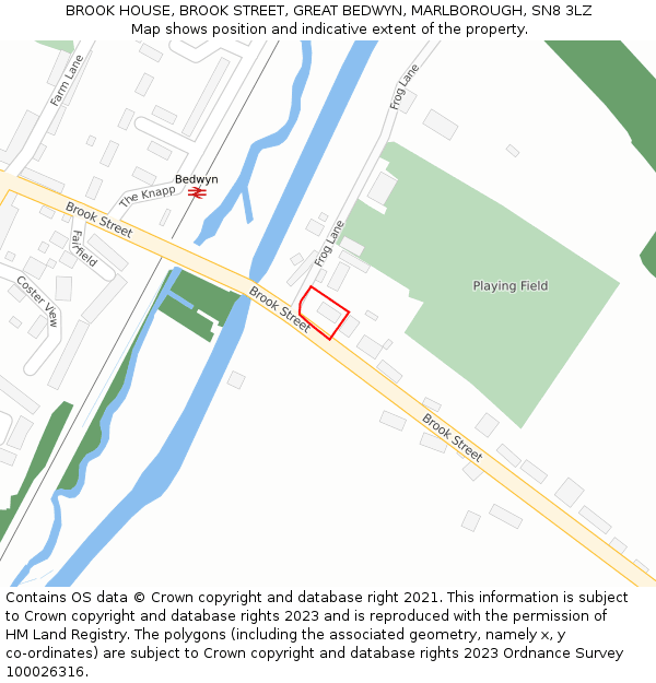 BROOK HOUSE, BROOK STREET, GREAT BEDWYN, MARLBOROUGH, SN8 3LZ: Location map and indicative extent of plot