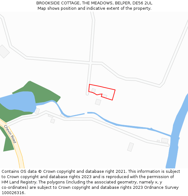 BROOKSIDE COTTAGE, THE MEADOWS, BELPER, DE56 2UL: Location map and indicative extent of plot