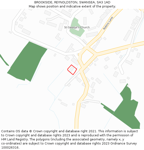 BROOKSIDE, REYNOLDSTON, SWANSEA, SA3 1AD: Location map and indicative extent of plot