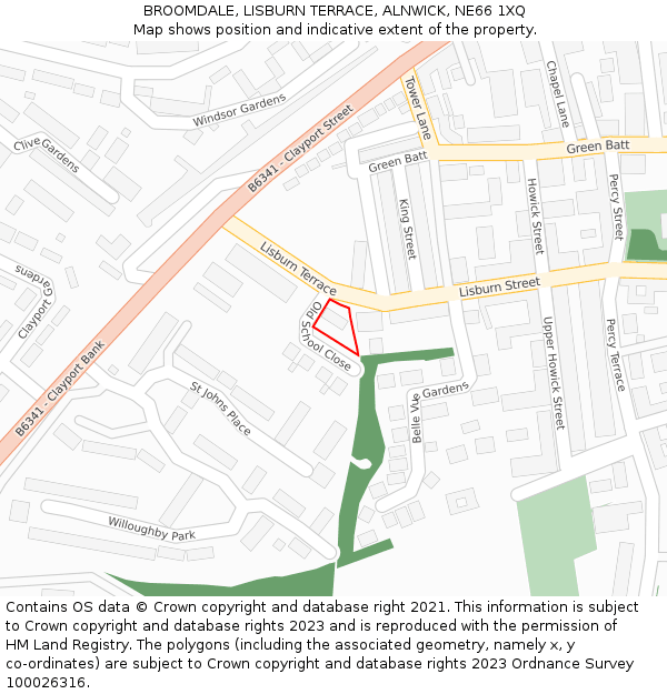 BROOMDALE, LISBURN TERRACE, ALNWICK, NE66 1XQ: Location map and indicative extent of plot