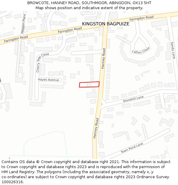 BROWCOTE, HANNEY ROAD, SOUTHMOOR, ABINGDON, OX13 5HT: Location map and indicative extent of plot