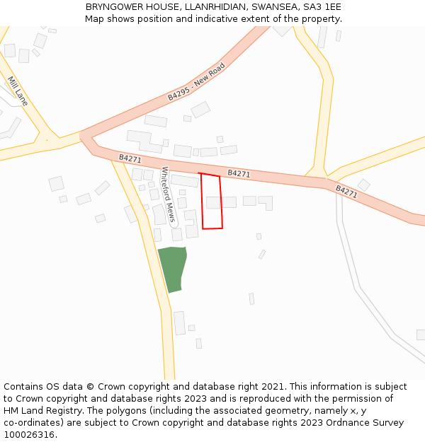 BRYNGOWER HOUSE, LLANRHIDIAN, SWANSEA, SA3 1EE: Location map and indicative extent of plot